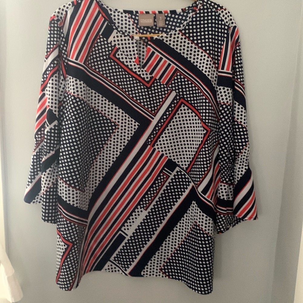 Chico’s print blouse. Chicos size 3